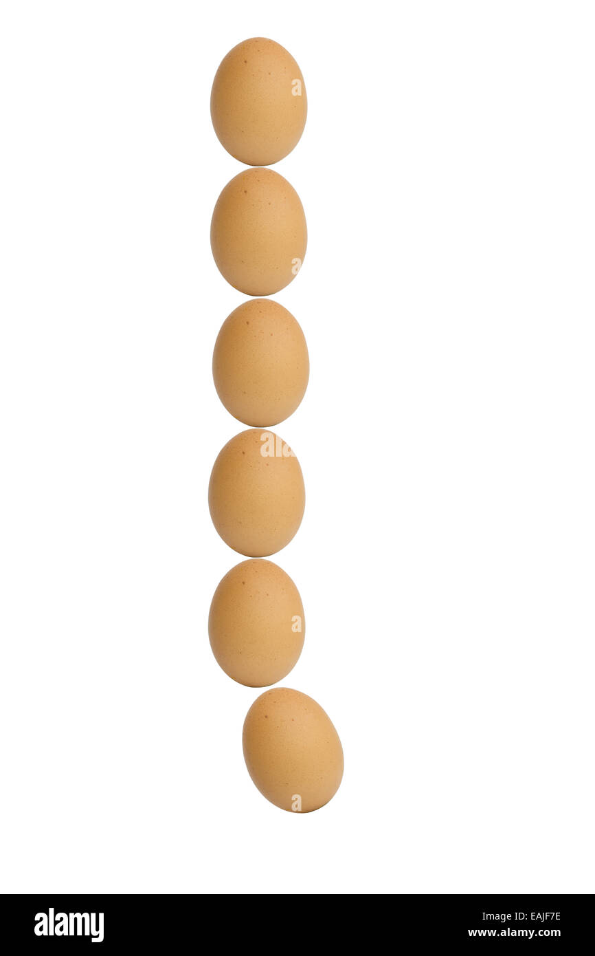 L'alphabet de A à Z de l'alphabet des oeufs brun isolé sur fond blanc, l Banque D'Images