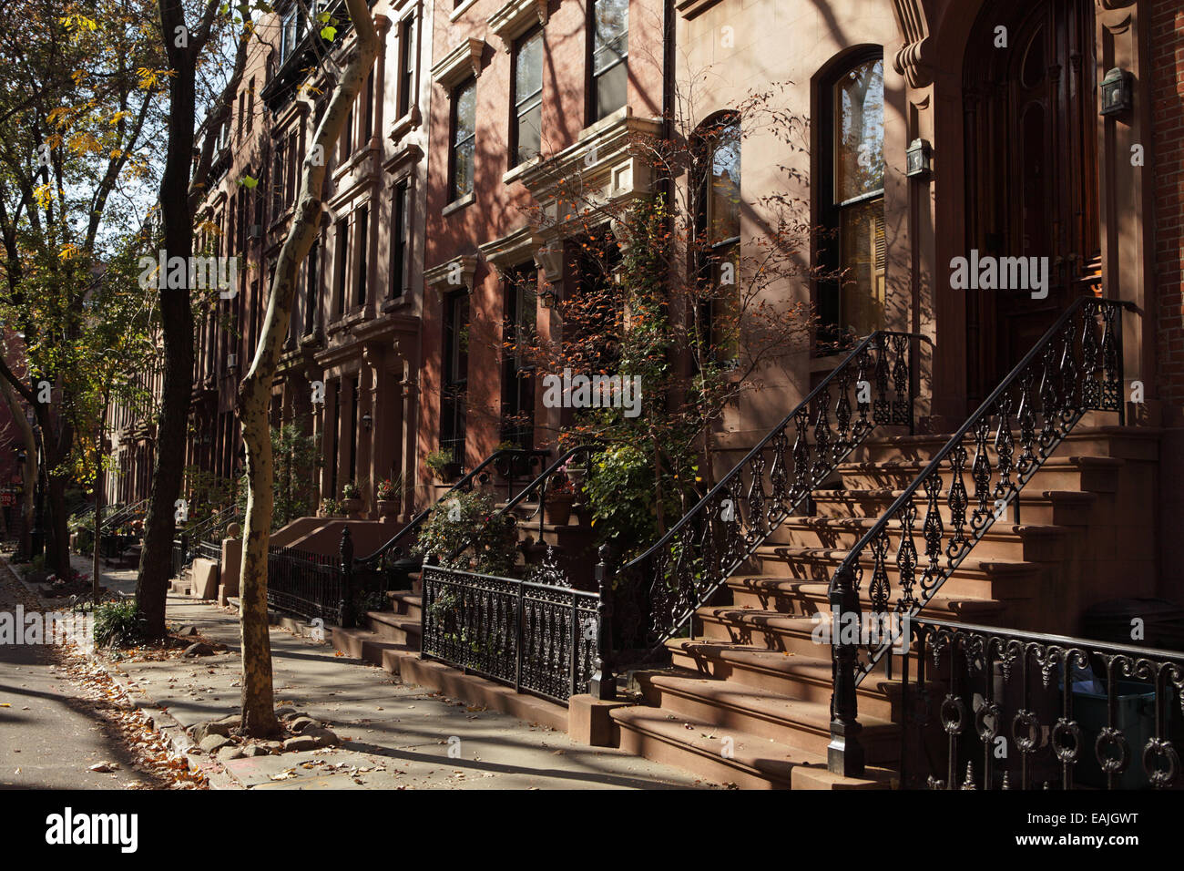 Avis de brownstone maisons sur Garden Place à Brooklyn Heights historic district Banque D'Images