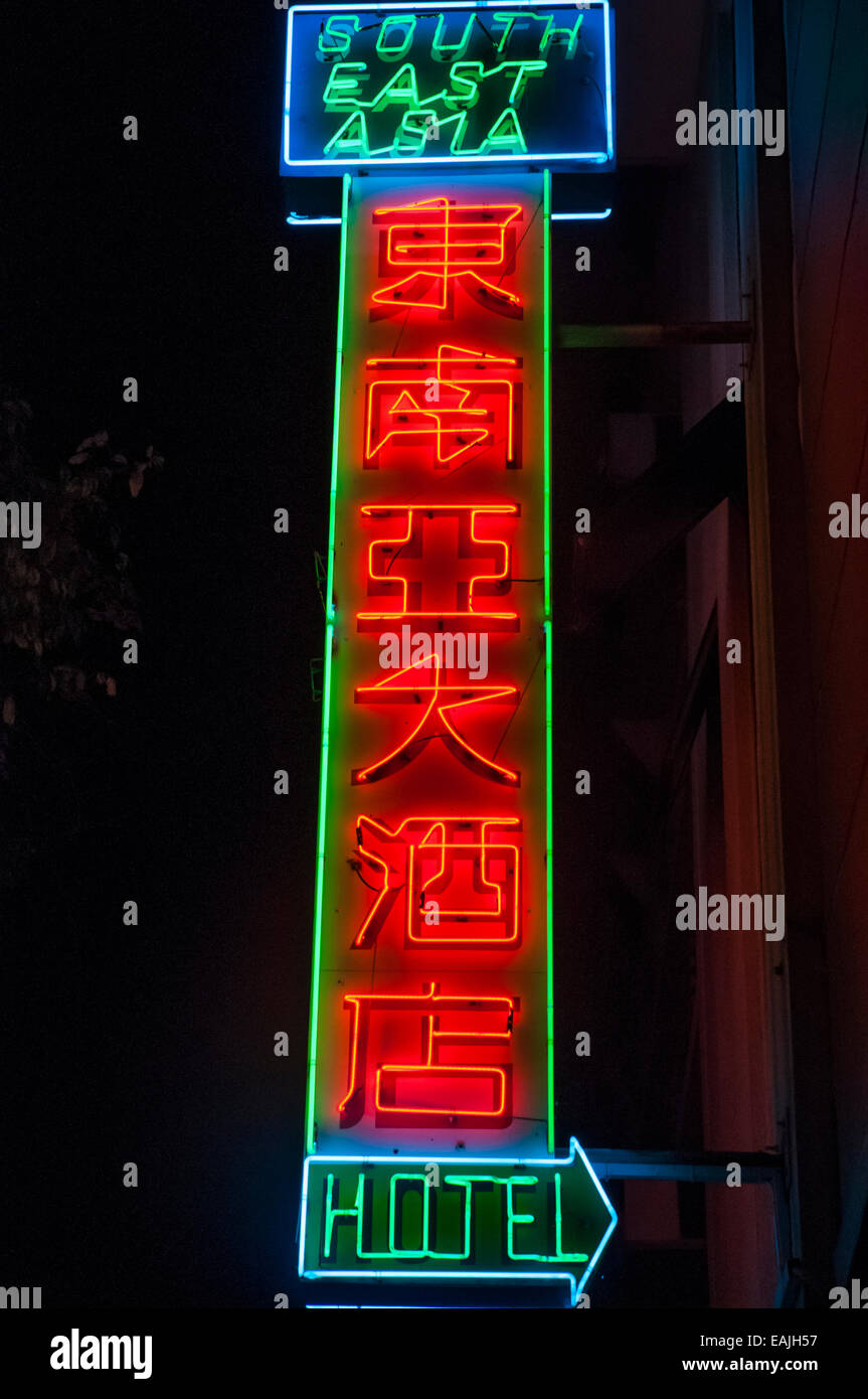 L'Asie du Sud Hôtel néon, Singapour Banque D'Images