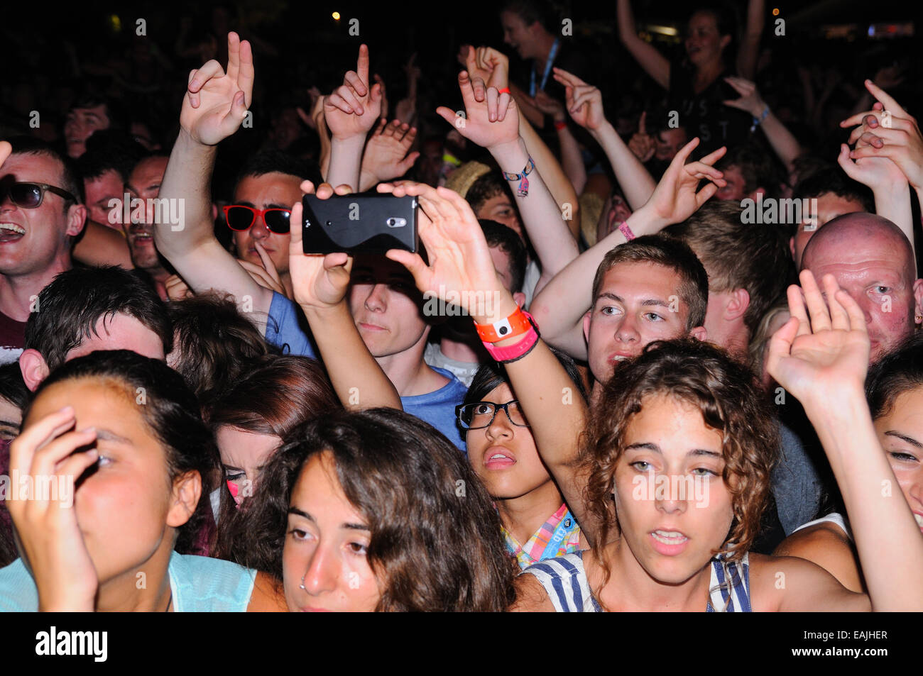 BENICASIM, ESPAGNE - Juillet 18 : Audience (fans) à FIB (Festival Internacional de Benicassim Festival 2013). Banque D'Images