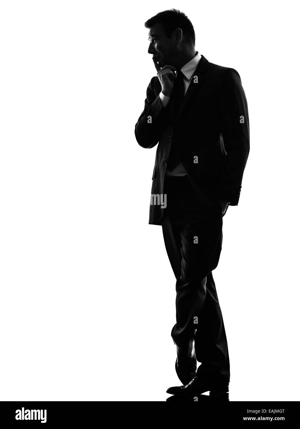 Portrait d'un homme d'affaires efféminés snobs en silhouette sur fond blanc Banque D'Images