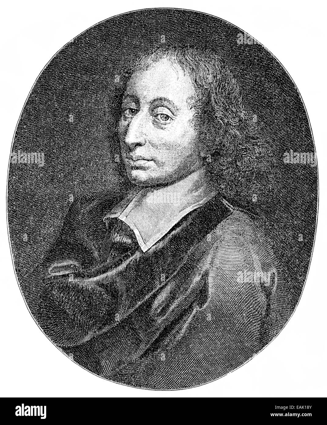 Blaise Pascal, 1623 - 1662, un mathématicien français, physicien, philosophe, écrivain et philosophe catholique, Blaise Pascal, 1623 Banque D'Images