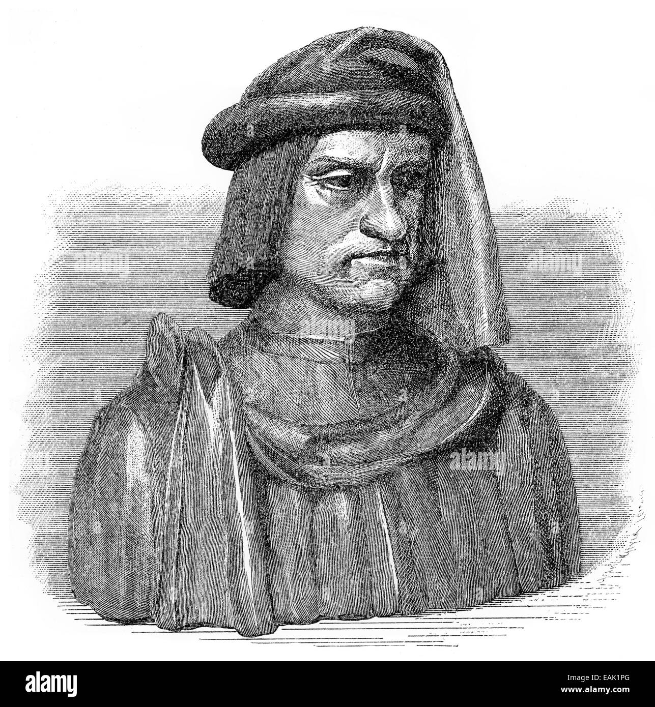 Portrait de Laurent de Médicis, JE ou Lorenzo le Magnifique, 1449 - 1492, un homme politique italien et seigneur de Florence, Elevated View Banque D'Images