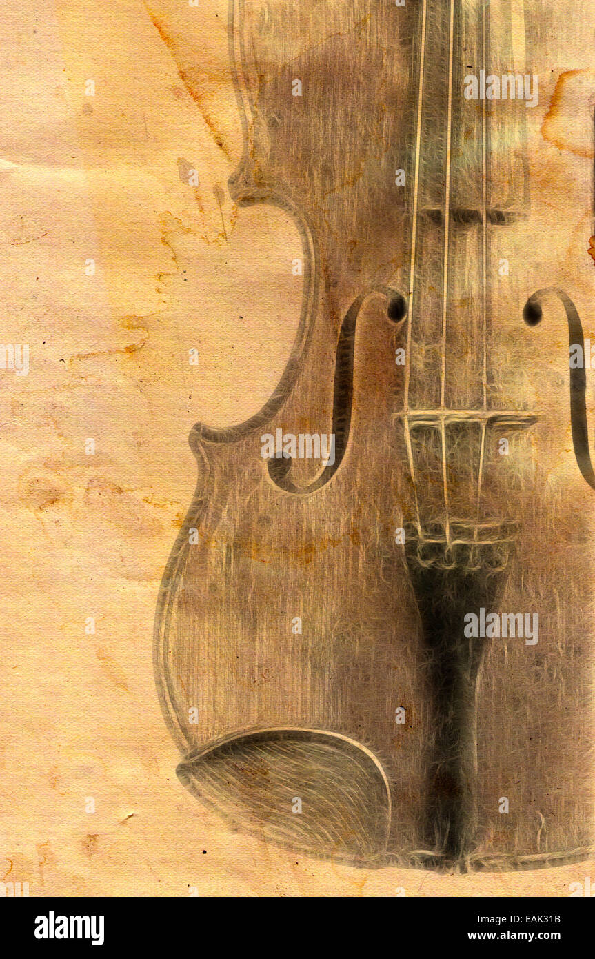 Ancien violon - G clef Banque D'Images