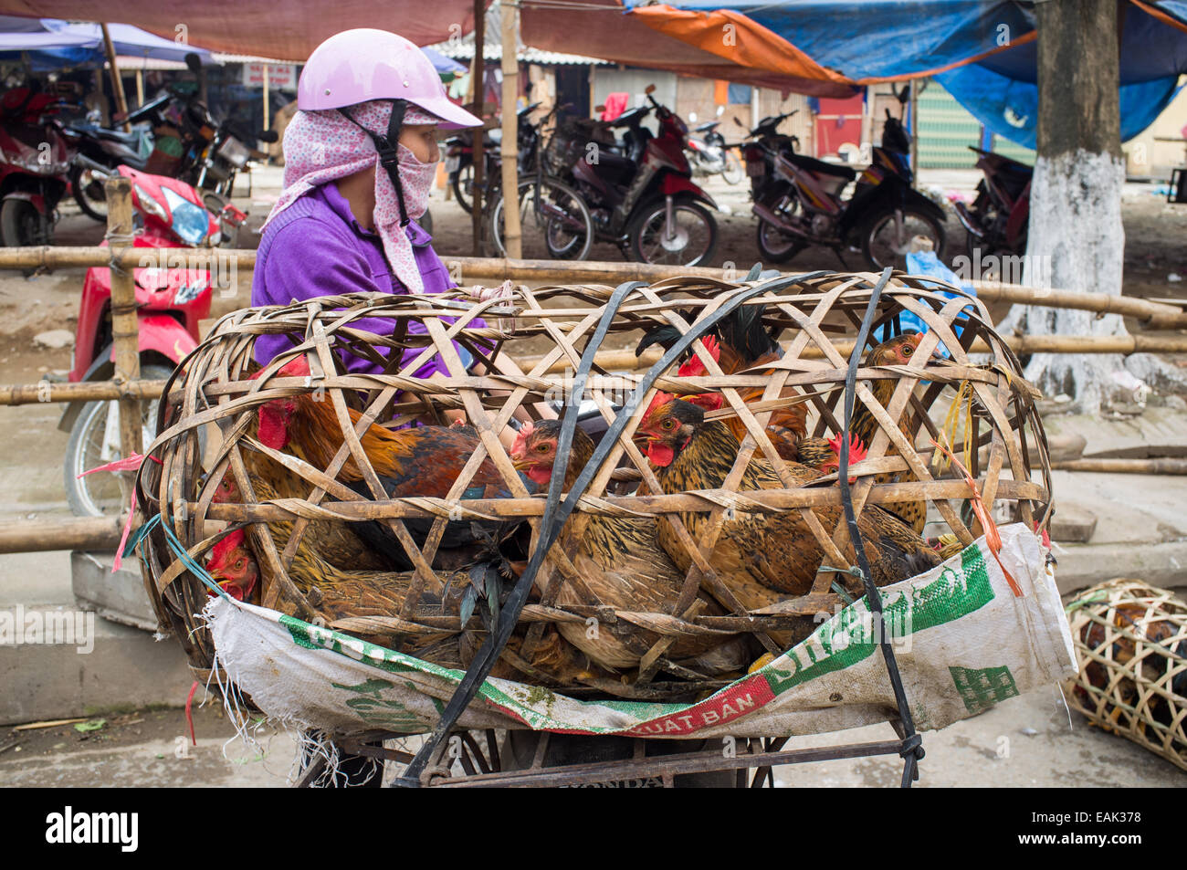 Le marché de la ville de Lao Cai, près de Hue, Vietnam, Asie Banque D'Images