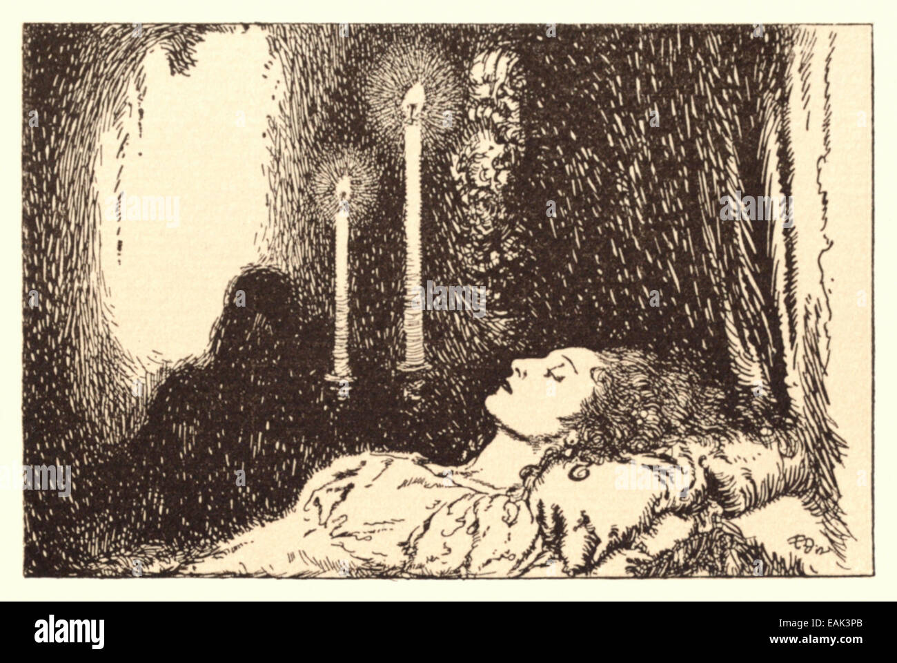 'Ah, cassé est le bol d'or ! L'esprit de vol pour toujours...' de 'Lenore' par Edgar Allan Poe (1809-1849) illustration par Edmund Dulac (1882-1953). Voir la description pour plus d'informations. Banque D'Images