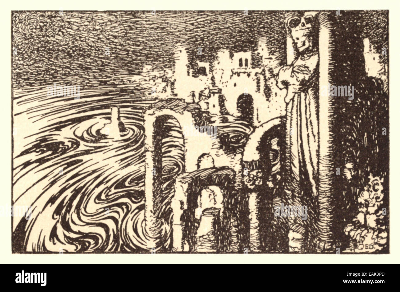 La ville dans la mer - Edmund Dulac illustration de 'Bells et autres poèmes". Voir la description pour plus d'informations Banque D'Images