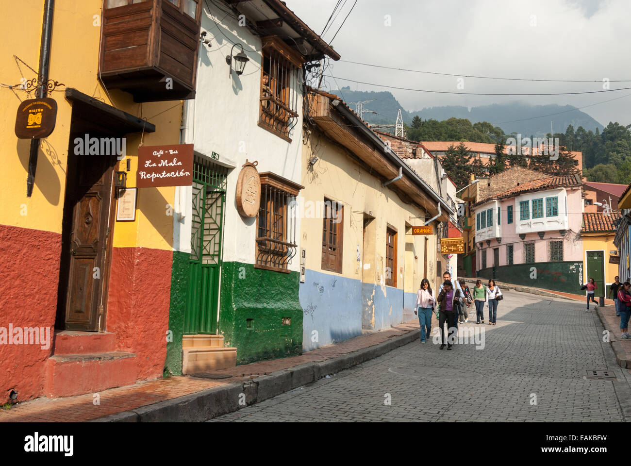 Dans la rue, La Candelaria Bogota, Colombie Banque D'Images