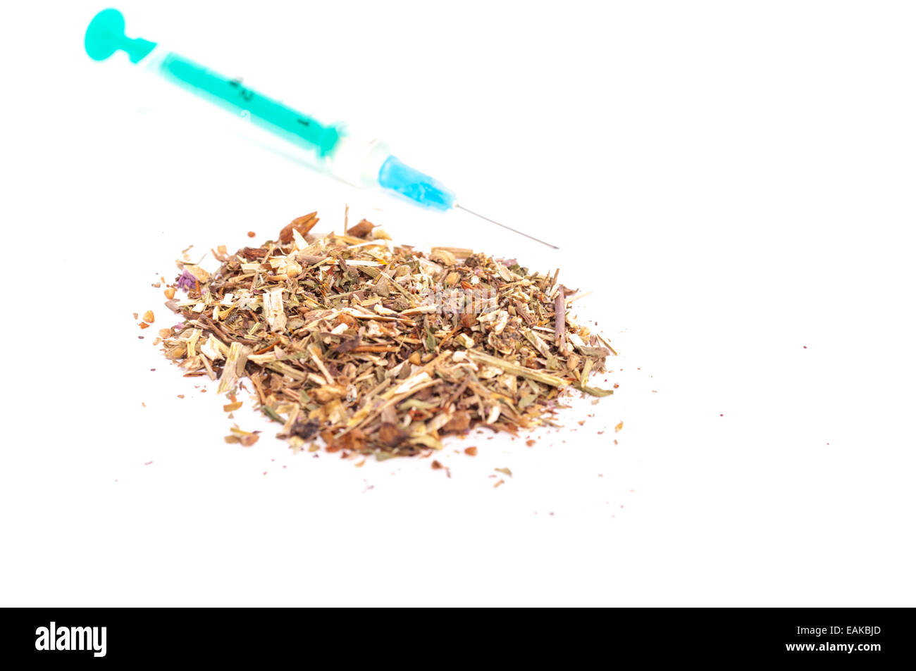 Le tabac, la lutte contre les mauvaises herbes et d'une seringue Banque D'Images