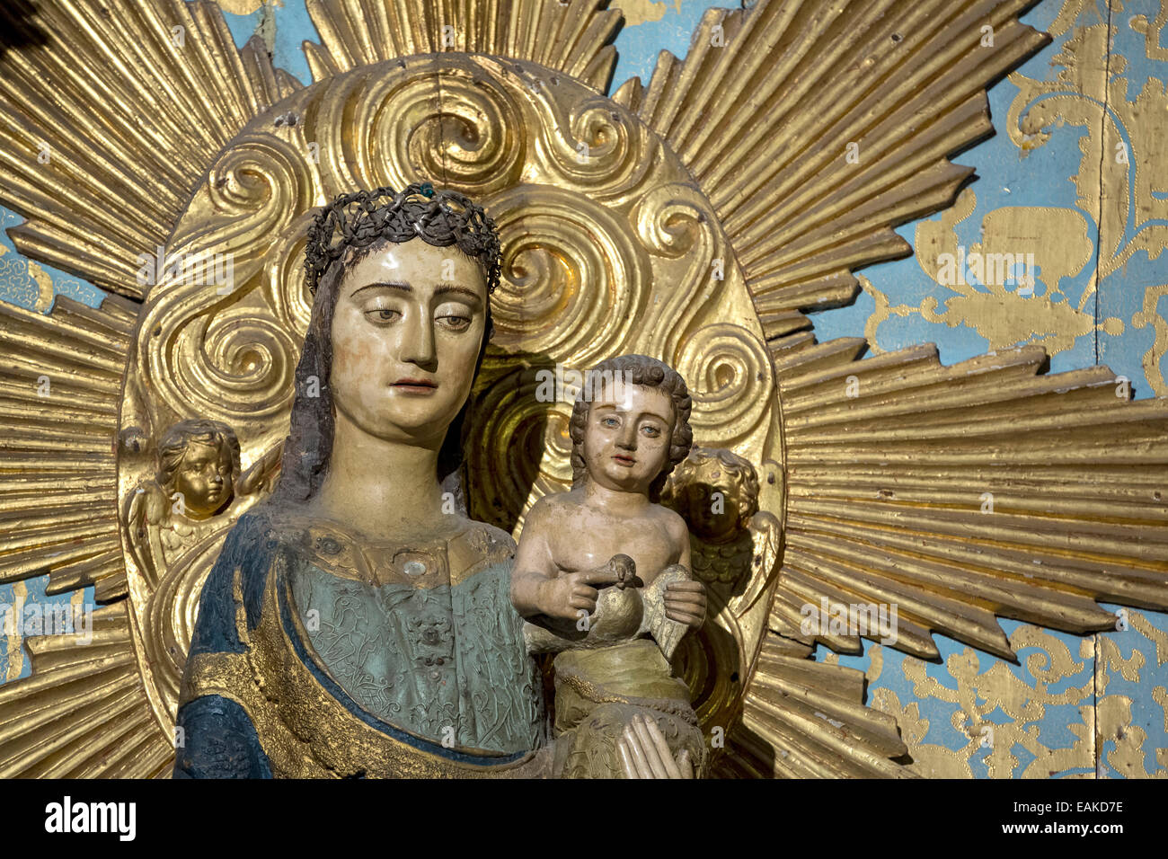Autel de Marie avec Jésus, la cathédrale da Sé, Barredo, Site du patrimoine culturel mondial de l'UNESCO, Barredo, Porto Banque D'Images