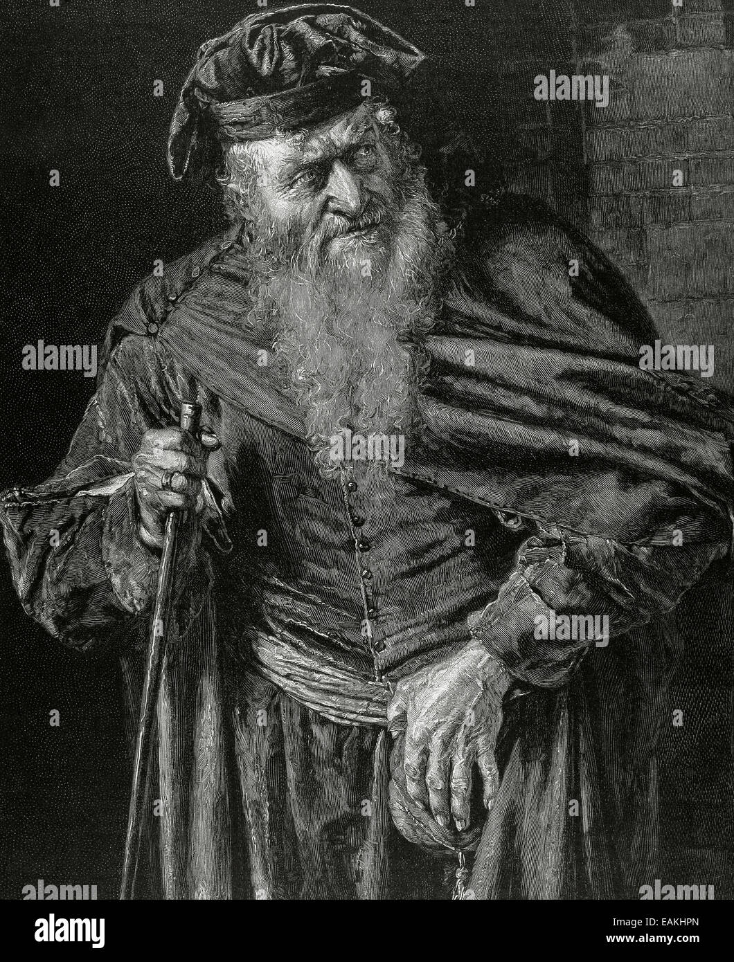 William Shakespeare (1564-1616). Le Marchand de Venise. Shylock. La gravure. Banque D'Images