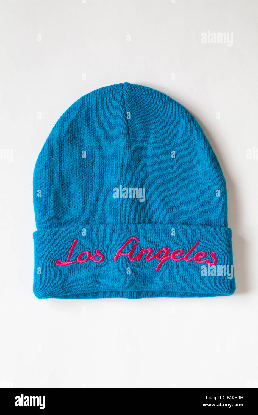 Los Angeles chapeau bleu isolé sur fond blanc Banque D'Images