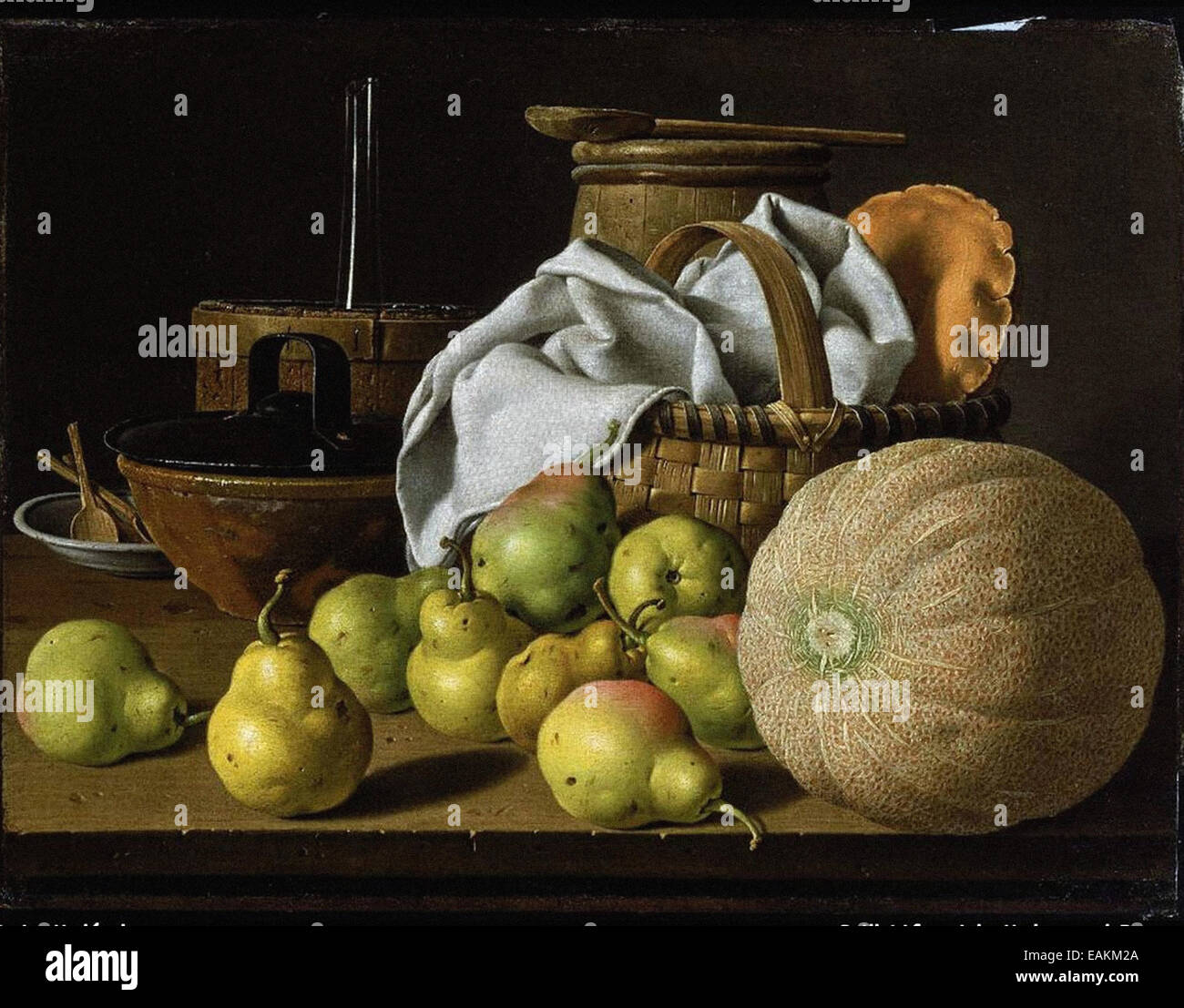 Luis Meléndez Nature morte au melon et aux poires Banque D'Images