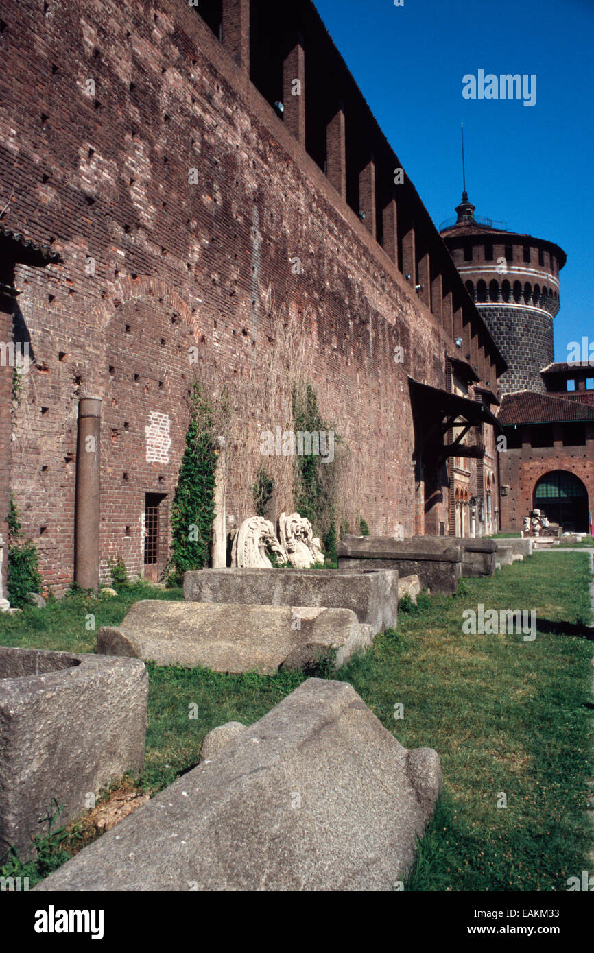 L'Italie, Lombardie, Milan, le château des Sforza, Cour Banque D'Images