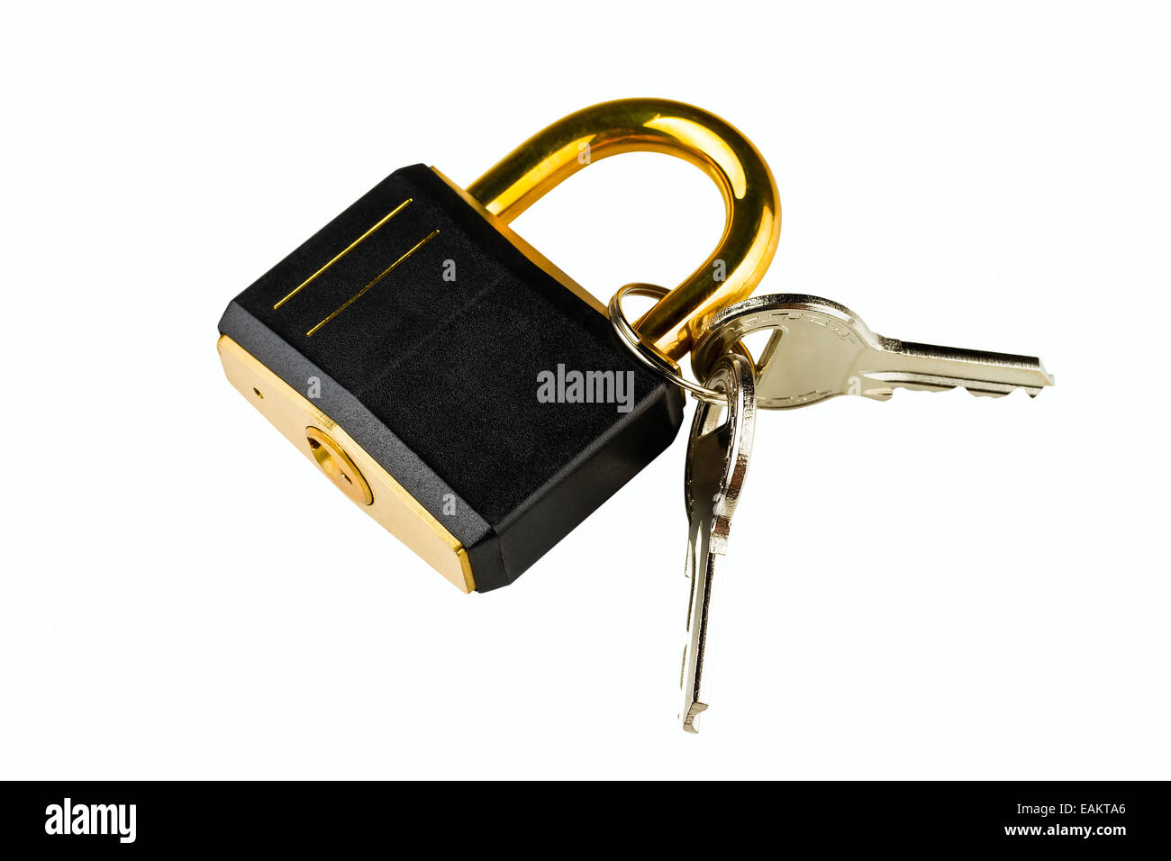 Serrure à charnière avec touches sur fond blanc Banque D'Images