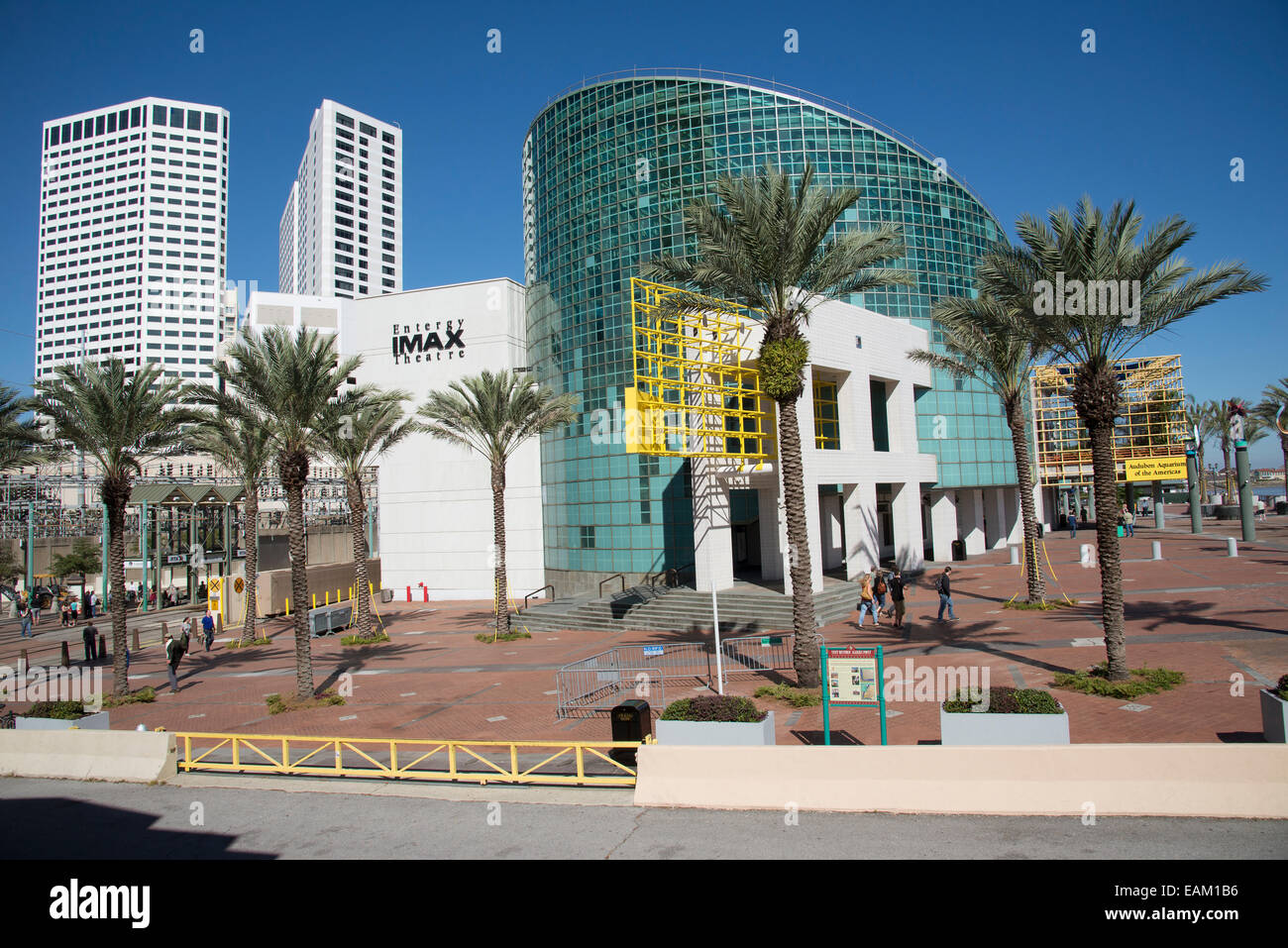 La Nouvelle Orléans en Louisiane USA théâtre IMAX et l'Aquarium des Amériques au bord de l'eau Bâtiments Banque D'Images