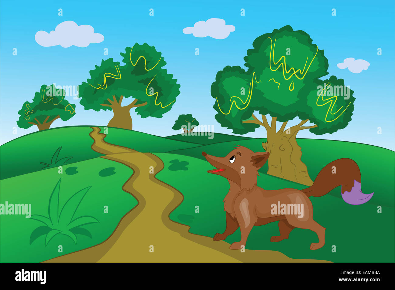 Brown Fox dans la forêt, vector illustration Banque D'Images Brown Fox dans la forêt, vector illustration Banque D'Images