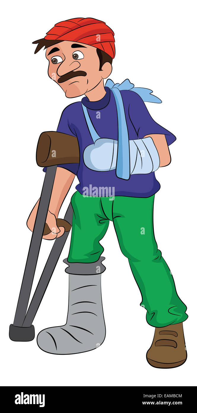 L'homme avec une tête blessée bras et jambe, vector illustration Banque D'Images