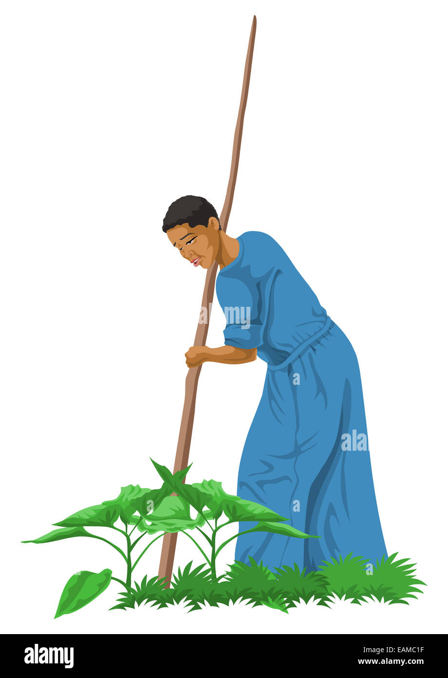 Vector illustration de l'exploitant agricole travaillant dans l'agriculture. Banque D'Images