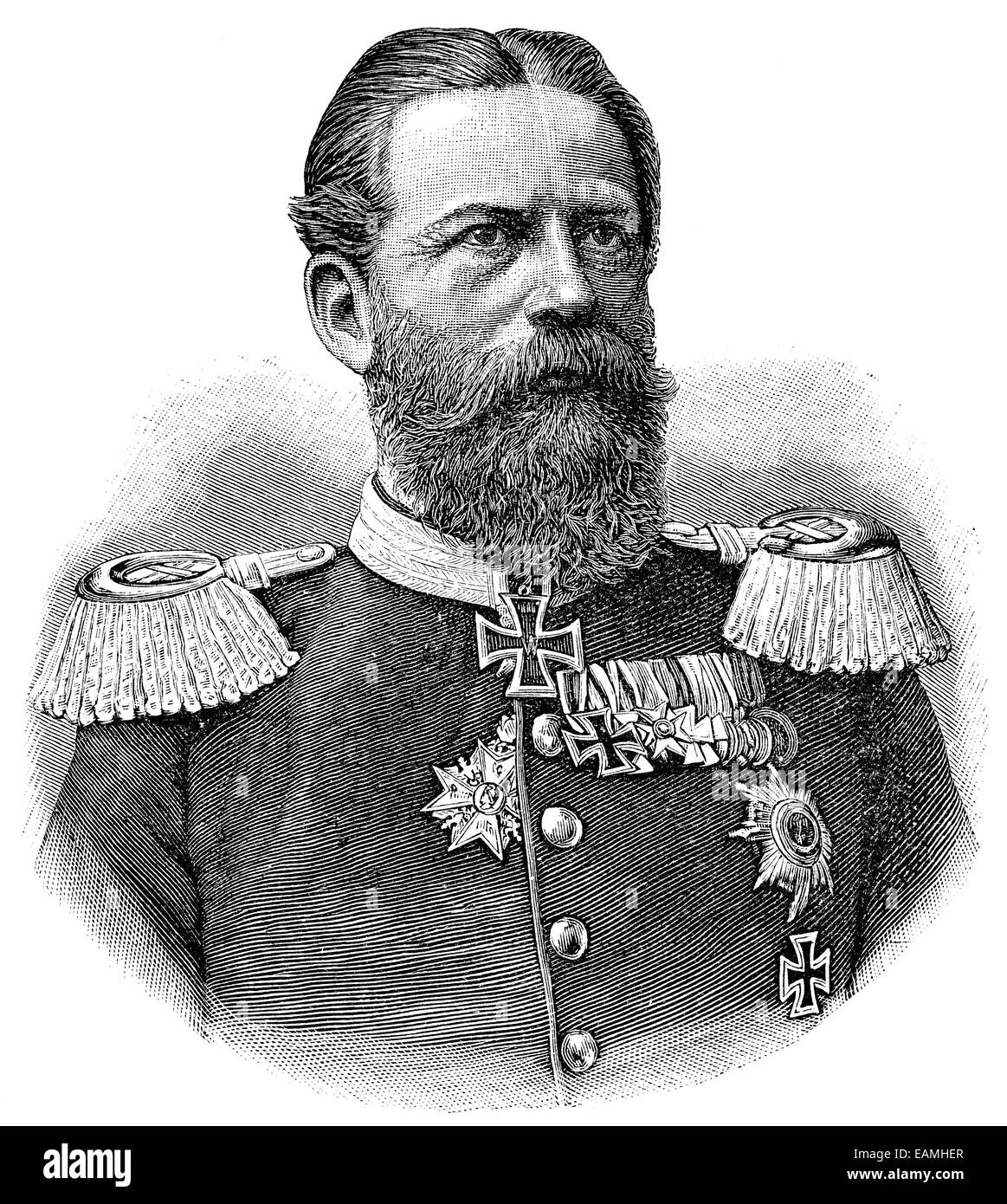 Portrait de Frédéric III, l'empereur allemand. Publication du livre "Un siècle dans le texte et les images", Berlin, Allemagne, 1899 Banque D'Images