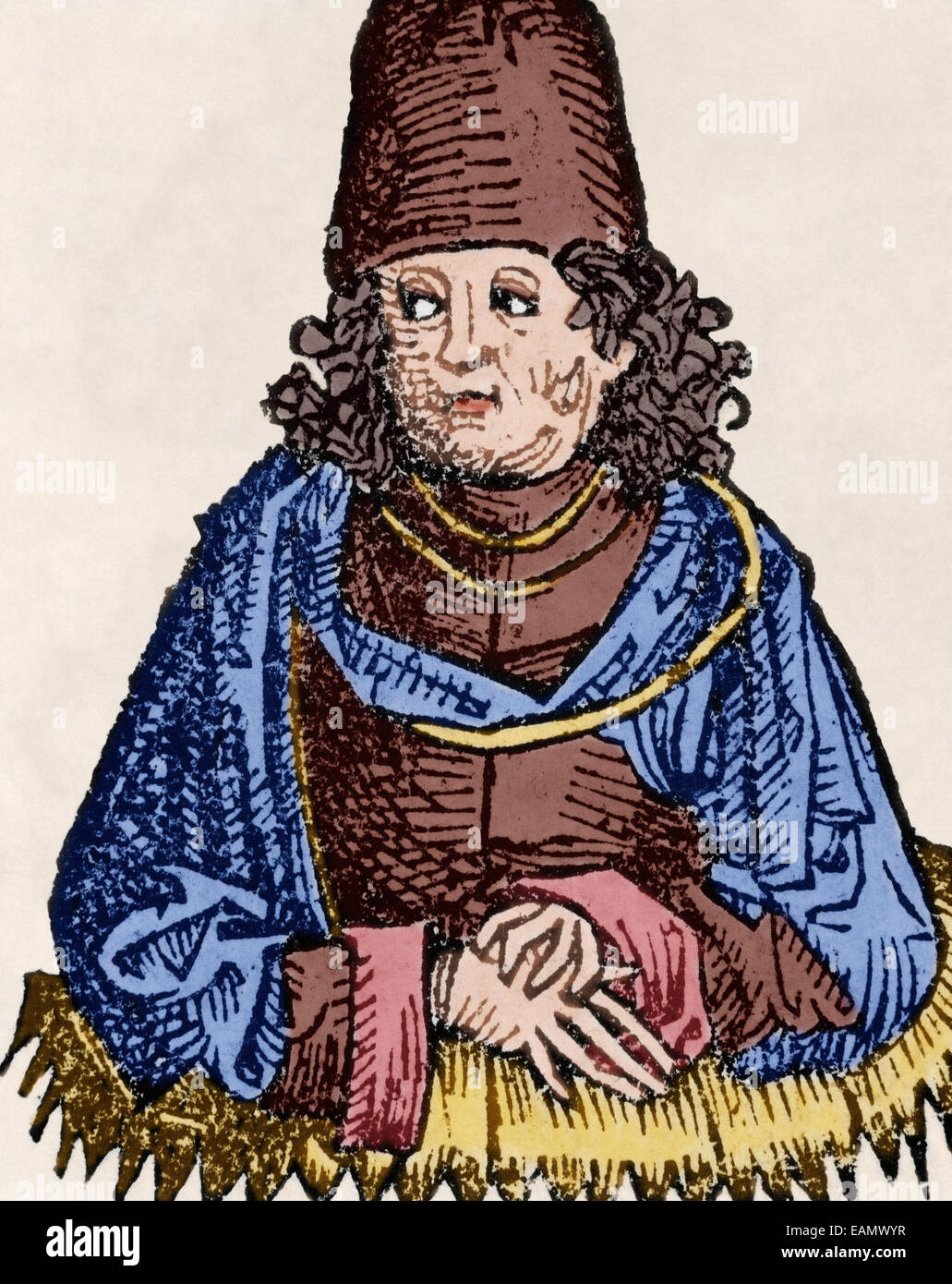 Aristote (384-322 avant J.C). Philosophe grec. La gravure. De couleur. Banque D'Images