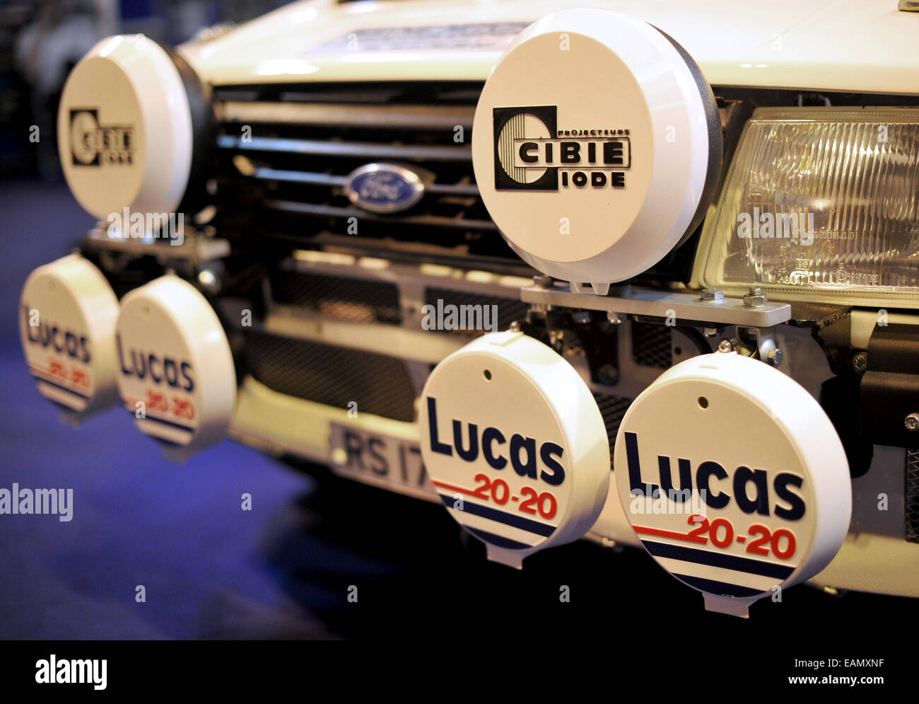 Lancia Rally lights voiture classique à la NEC 2014 classic car show Banque D'Images