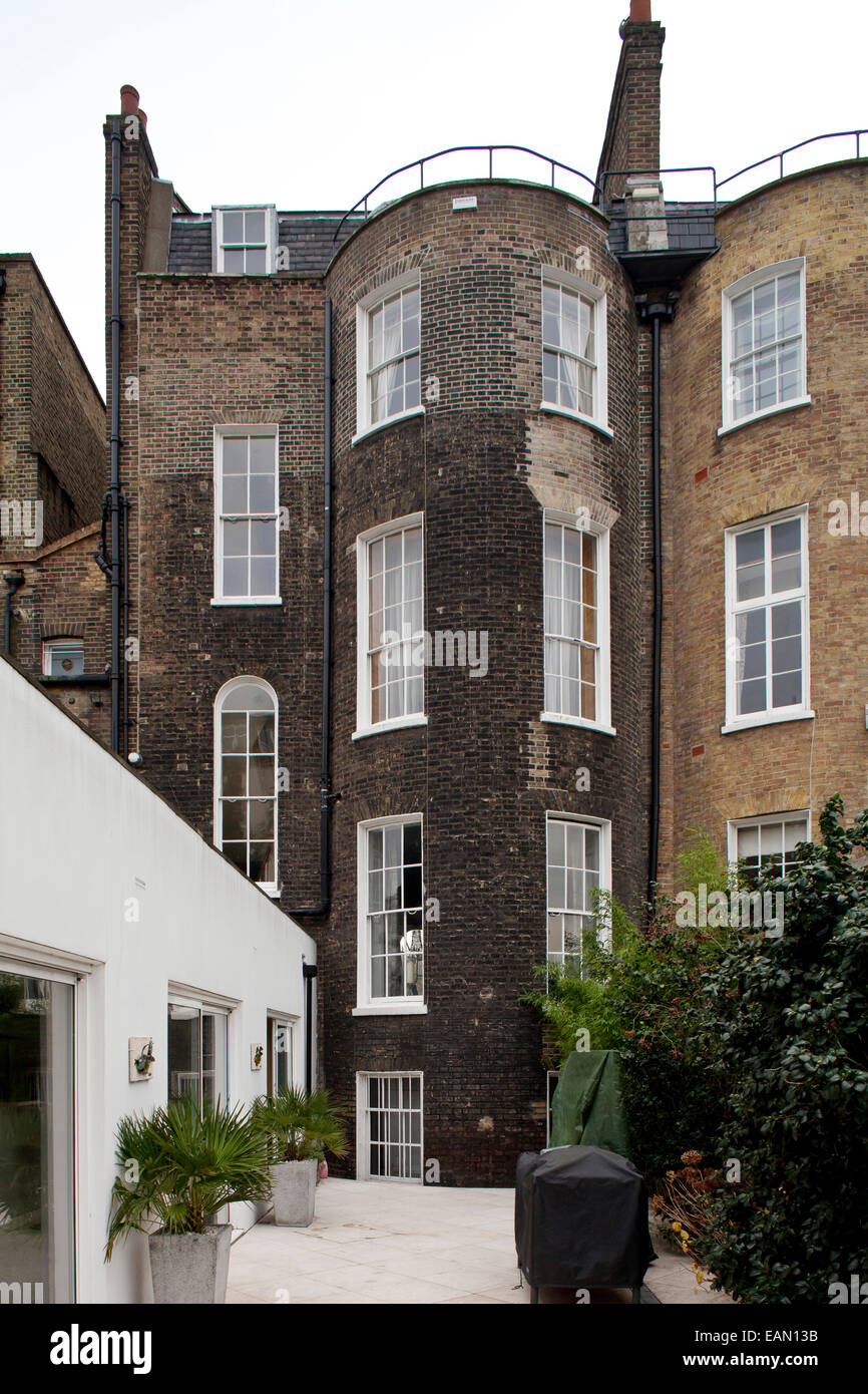 Vue arrière de la maison de ville géorgienne, UK Banque D'Images