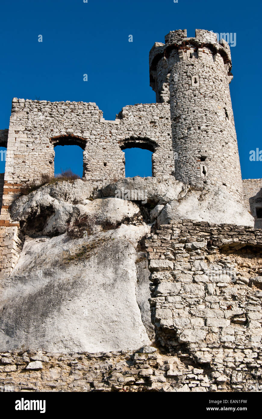 L'ancien château en ruines, la Pologne Ogrodzieniec Banque D'Images