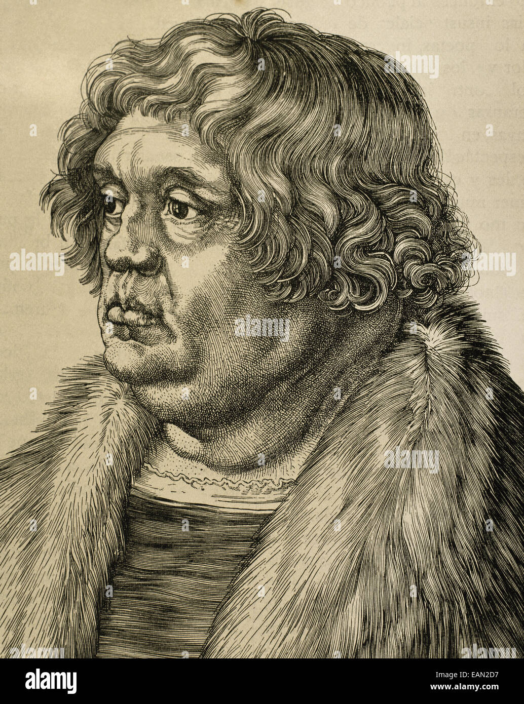 Willibald Pirckheimer (1470-1530). Avocat allemand, auteur et humaniste. Portrait. Gravure de R. Brend'Amour. Banque D'Images