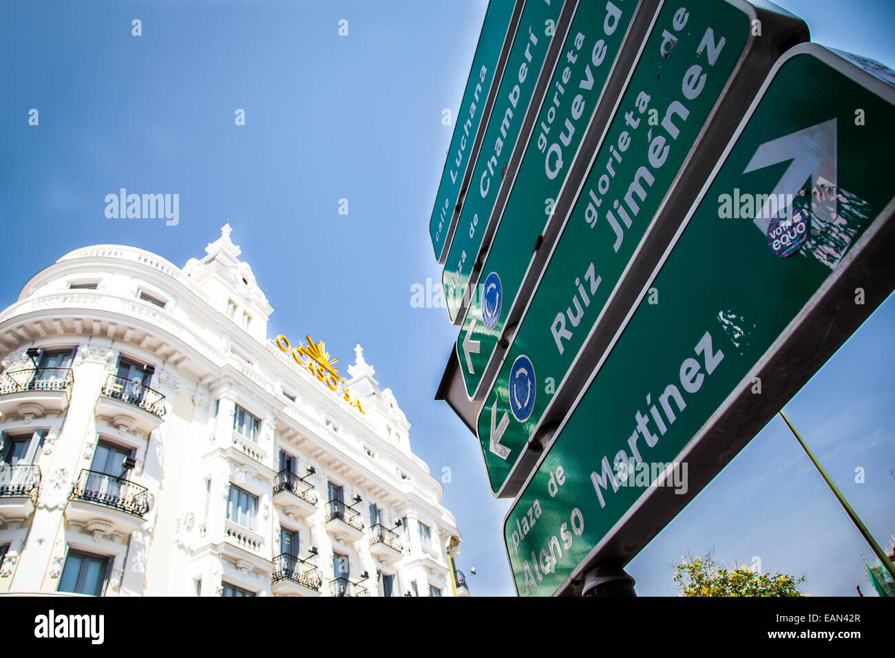 Signal à la rue Fuencarral, Madrid, Espagne Banque D'Images