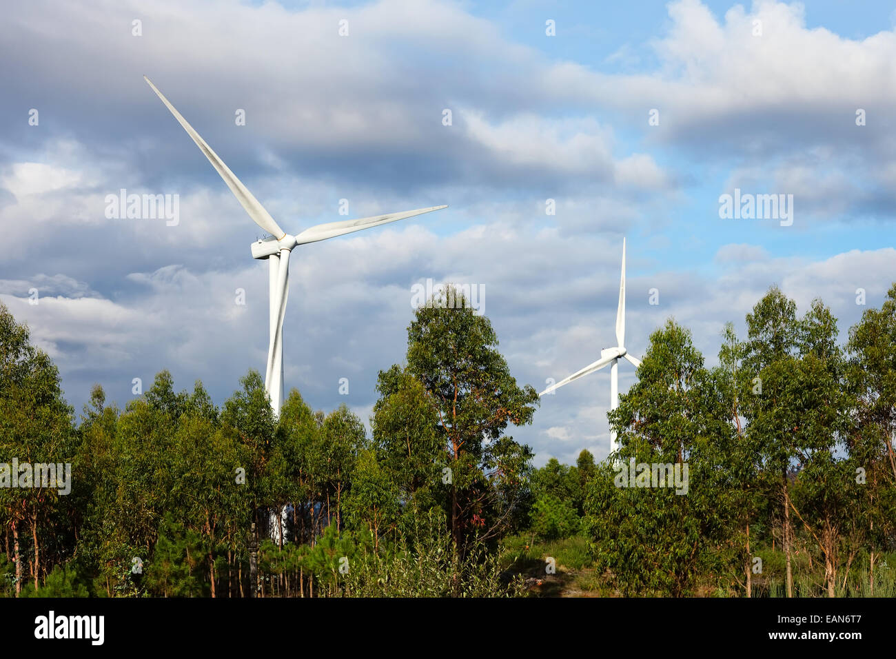 Aérogénérateur au sommet d'une colline pour la production d'énergie propre et renouvelable en Terras Altas de Fafe, Portugal Banque D'Images