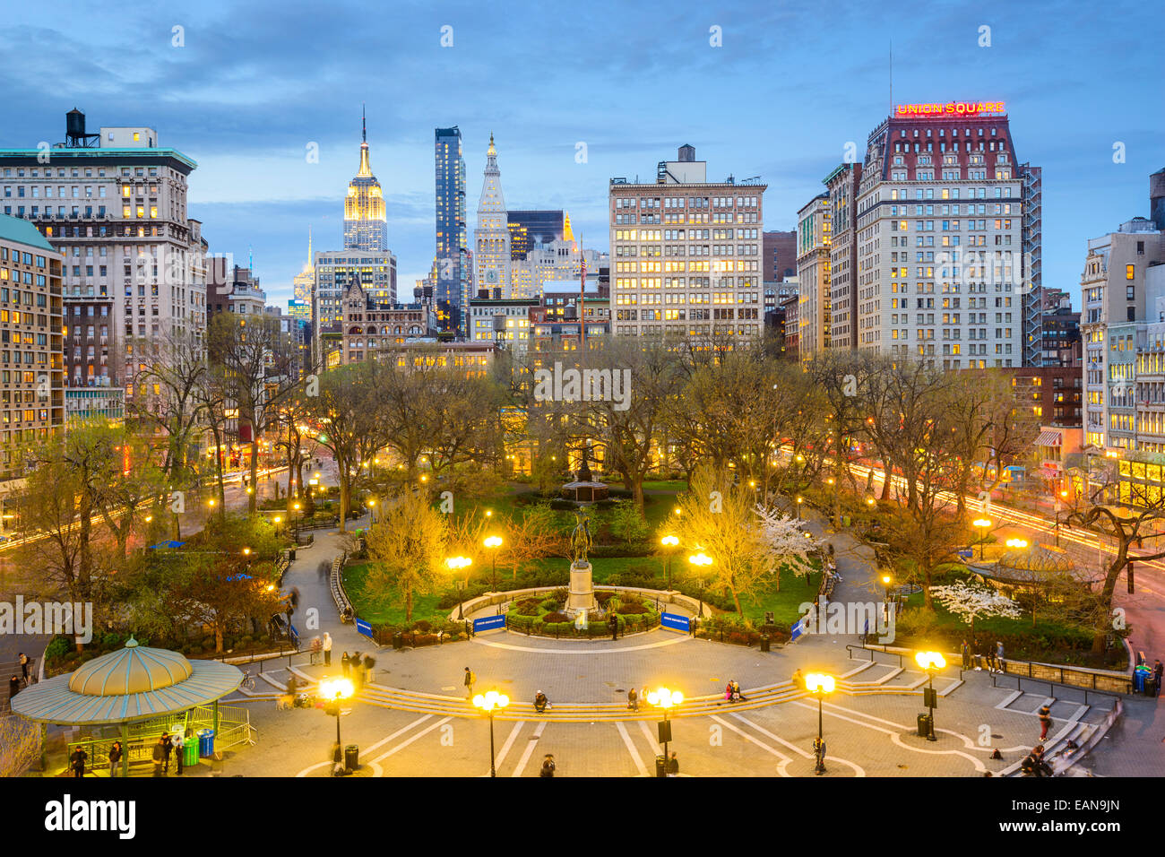 La ville de New York, USA cityscape at Union Square à Manhattan. Banque D'Images