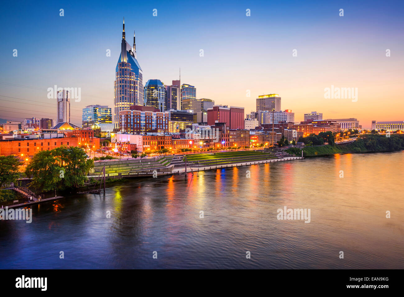 Nashville, Tennessee, USA Centre-ville sur la rivière Cumberland. Banque D'Images