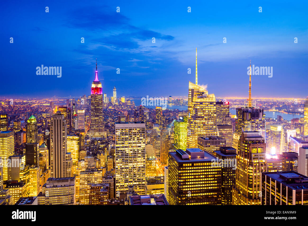 La ville de New York, USA city skyline de Manhattan. Banque D'Images