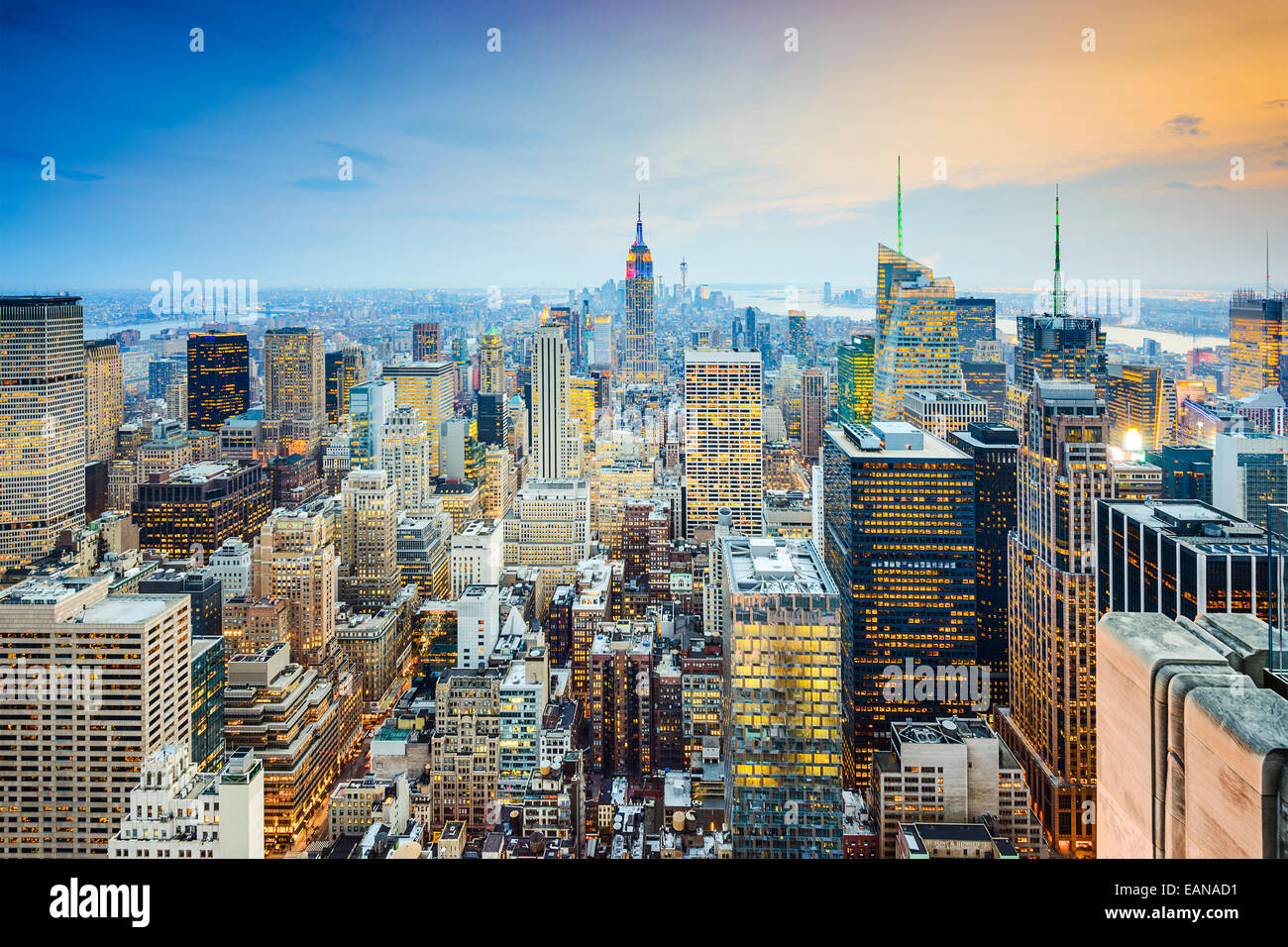 La ville de New York, USA city skyline de Manhattan. Banque D'Images