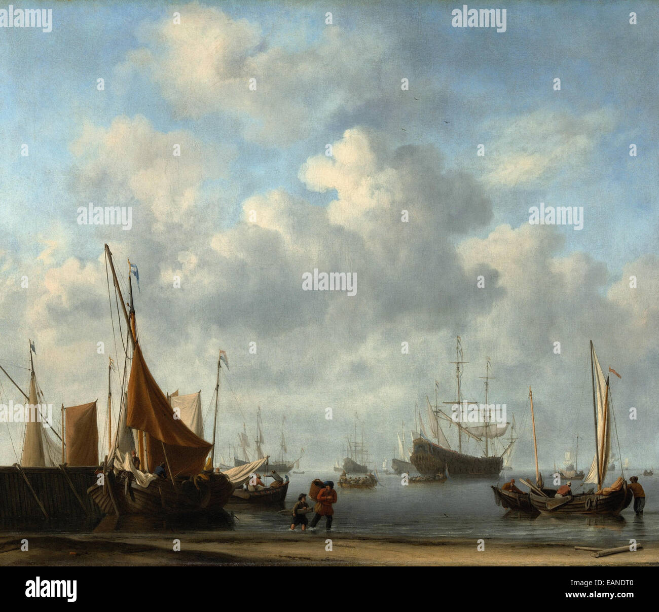 Willem van de Velde II Entrée d'un port néerlandais Banque D'Images