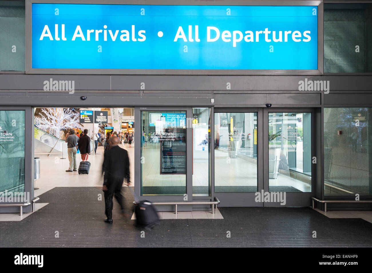 L'entrée du voyageur principal terminal, l'Aéroport International de Cape Town, Western Cape, Afrique du Sud Banque D'Images