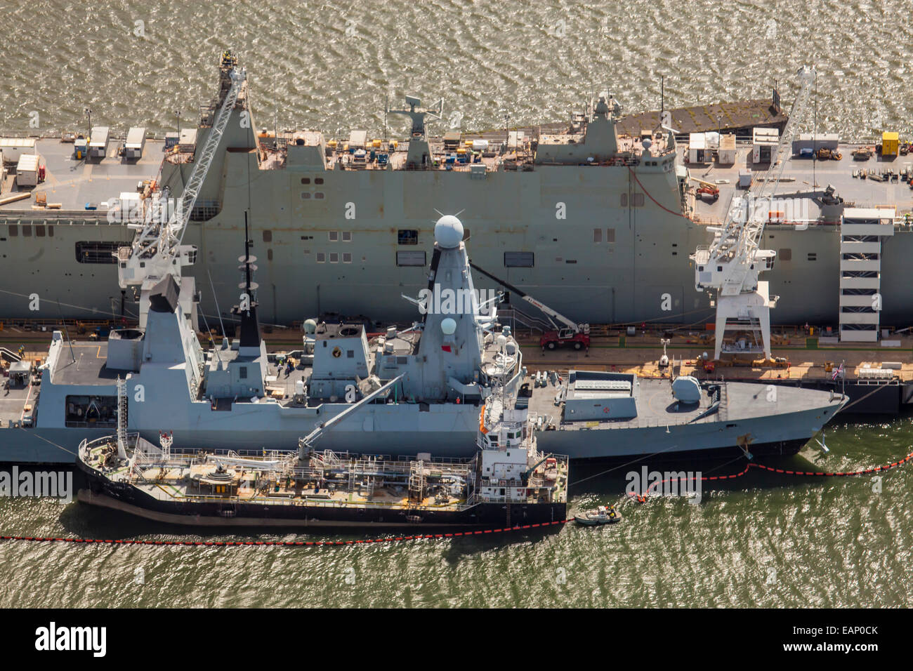 Vue aérienne de l'HMAS Canberra en construction à Williamstown, Melbourne. Banque D'Images