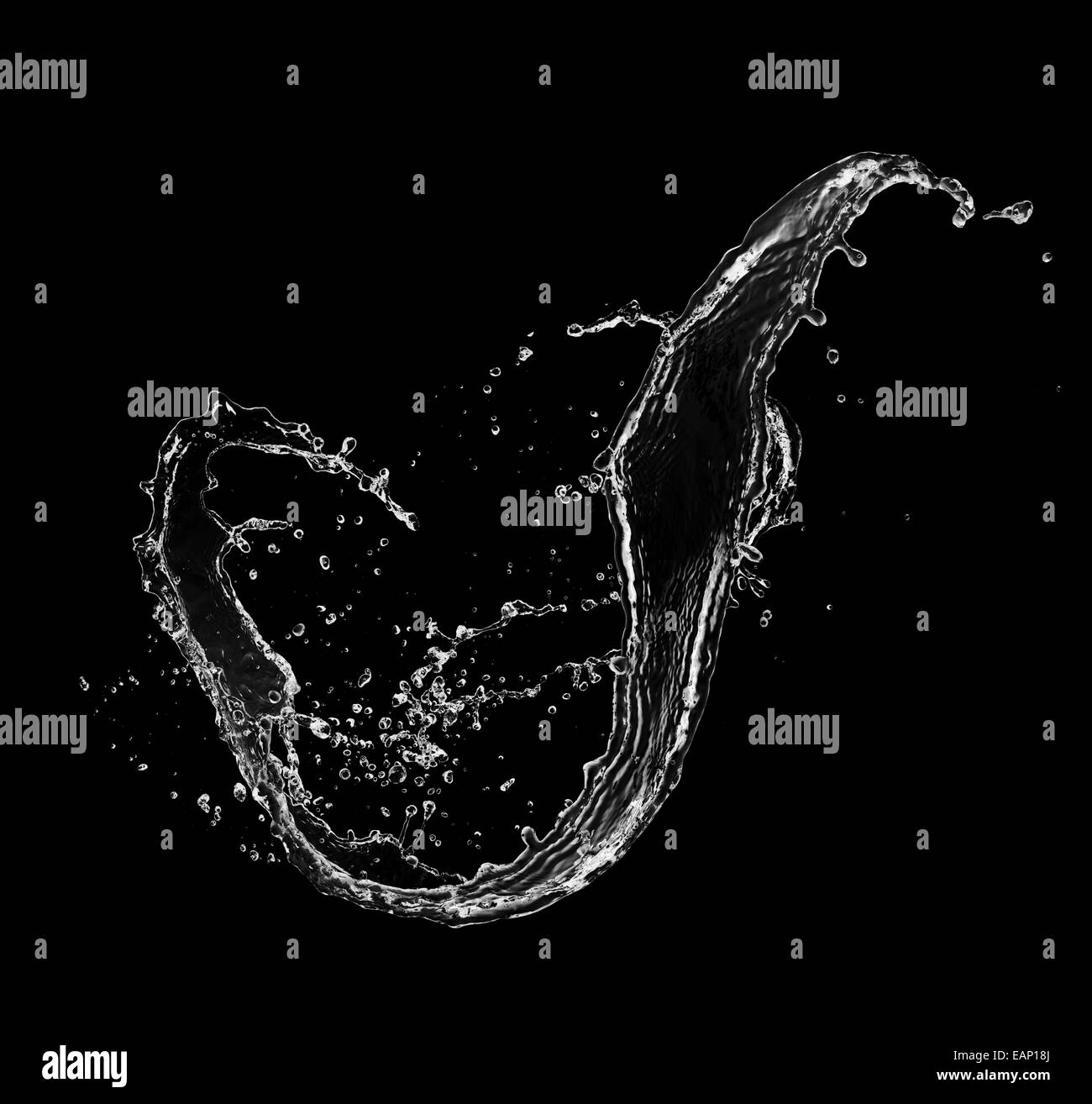 Les éclaboussures d'eau isolé sur fond noir Banque D'Images