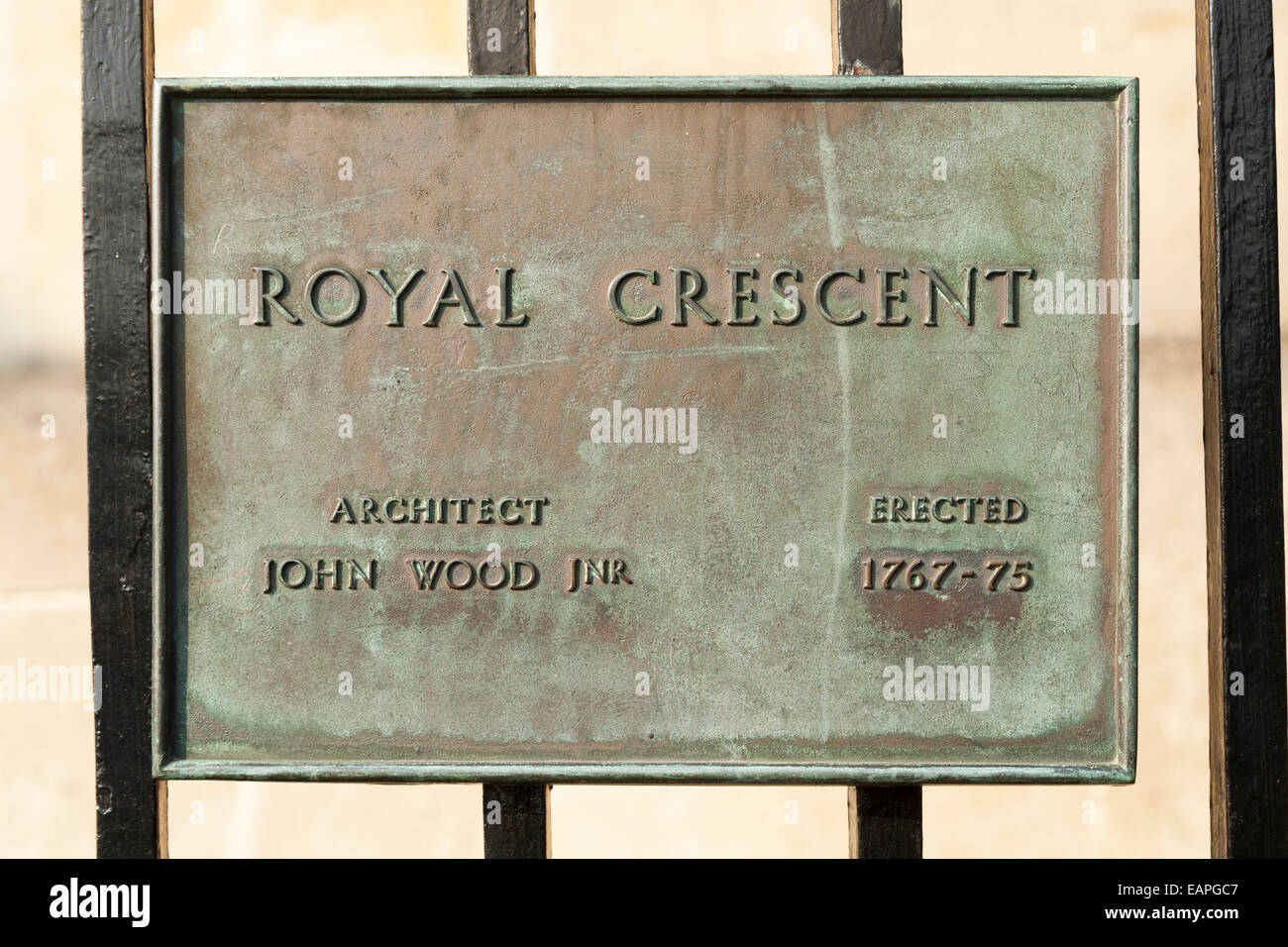 Plaque en bronze sur Royal Crescent, Bath. UK. La plaque de l