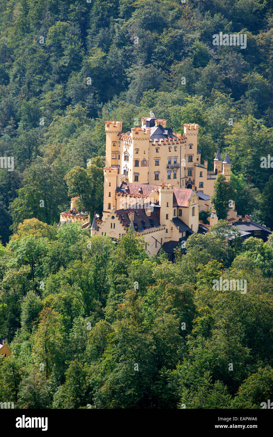 Vue aérienne Schloss Hohenschwangau Fussen Bavière Allemagne Banque D'Images