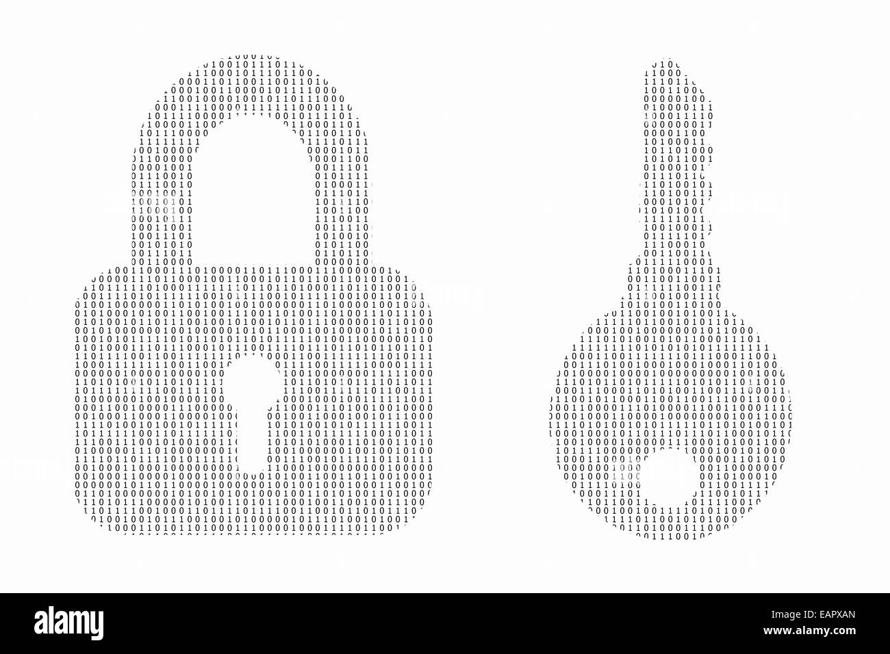 Concept de sécurité Internet fait avec dessin de code binaire un cadenas Banque D'Images