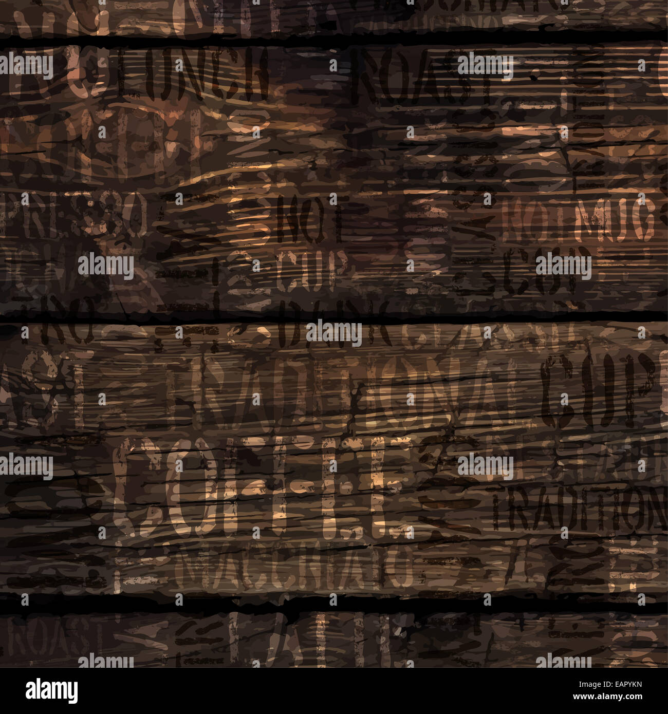 L'expérience café Mots en bois sur la texture. Vecteur. Banque D'Images