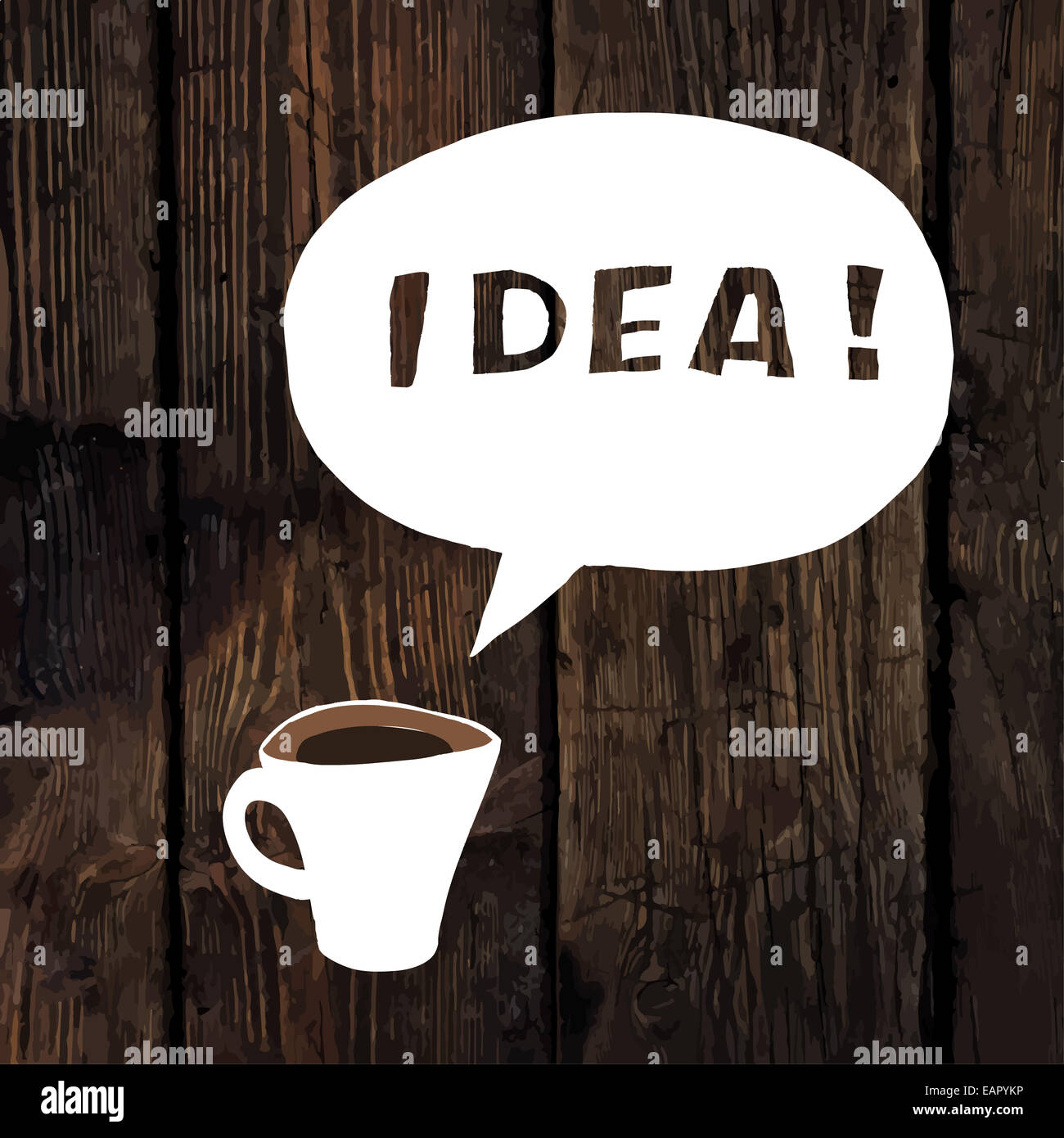 Idée café Concept sur la texture en bois. Vecteur. Banque D'Images