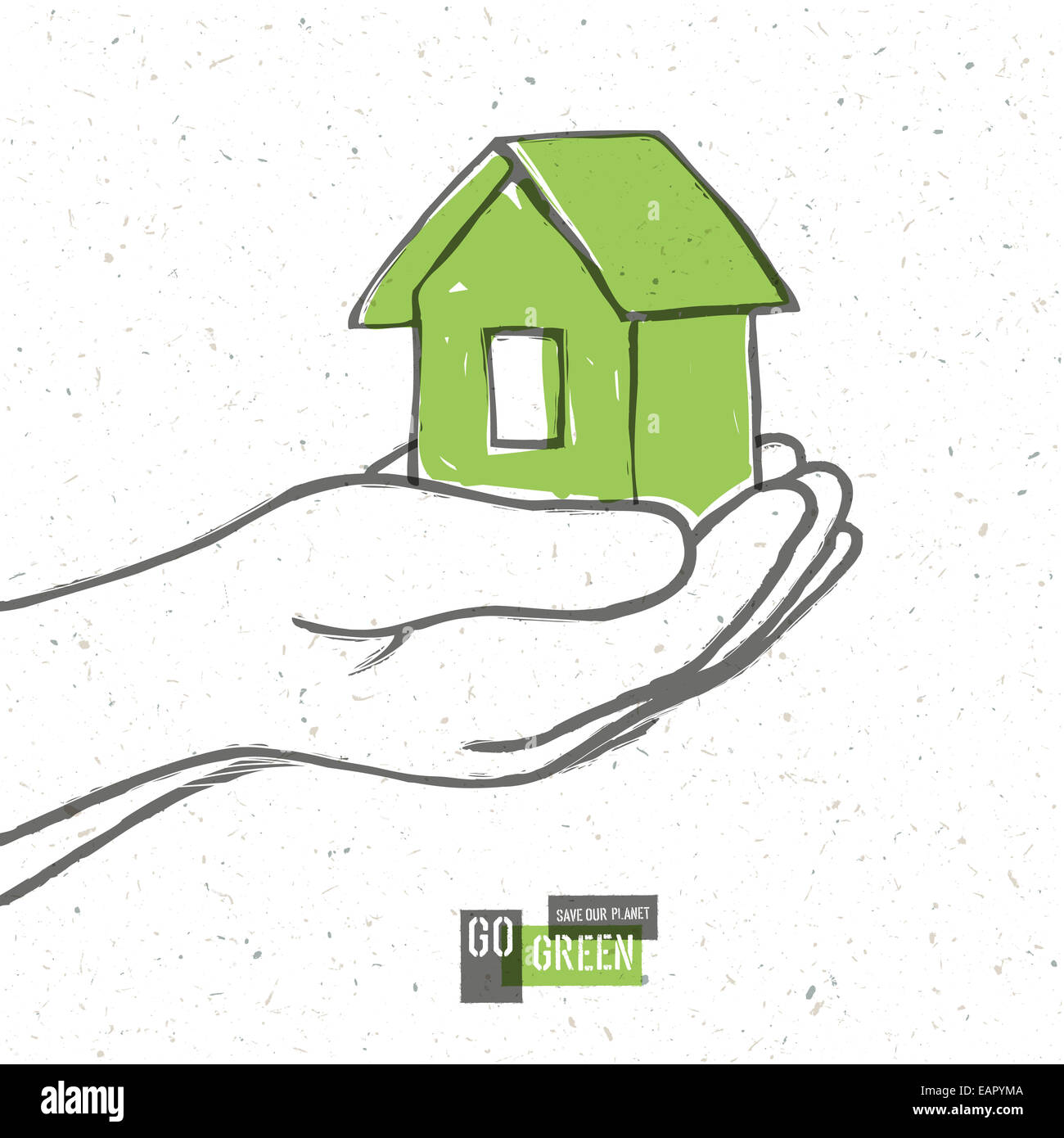 Rendez-vous sur Concept Vert Poster avec House. Vector Banque D'Images