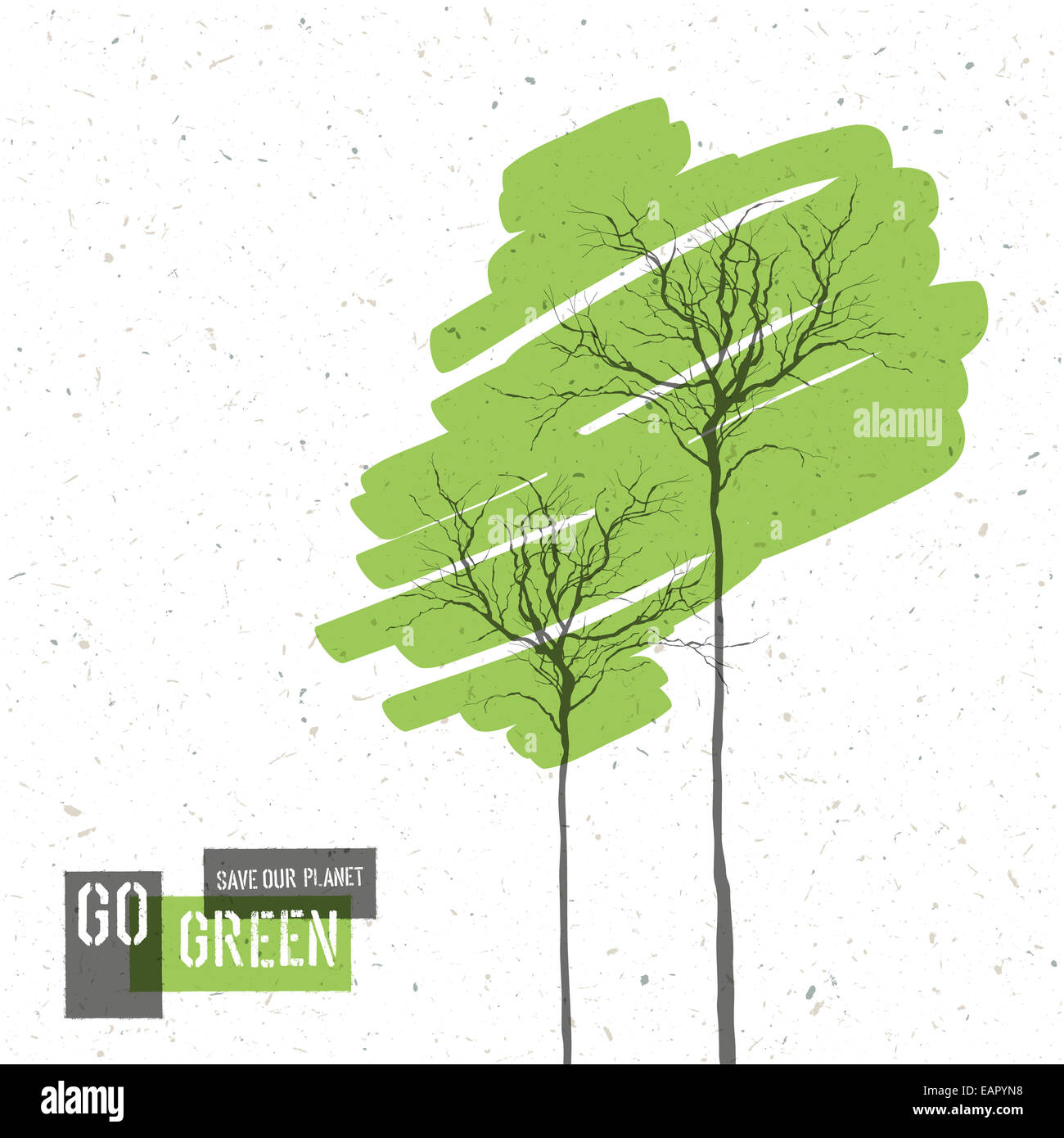 Rendez-vous sur Concept Vert Poster avec les arbres. Vector Banque D'Images