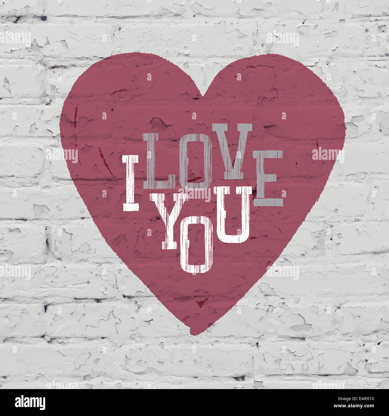 Le symbole de coeur sur mur de brique. Vecteur. Banque D'Images