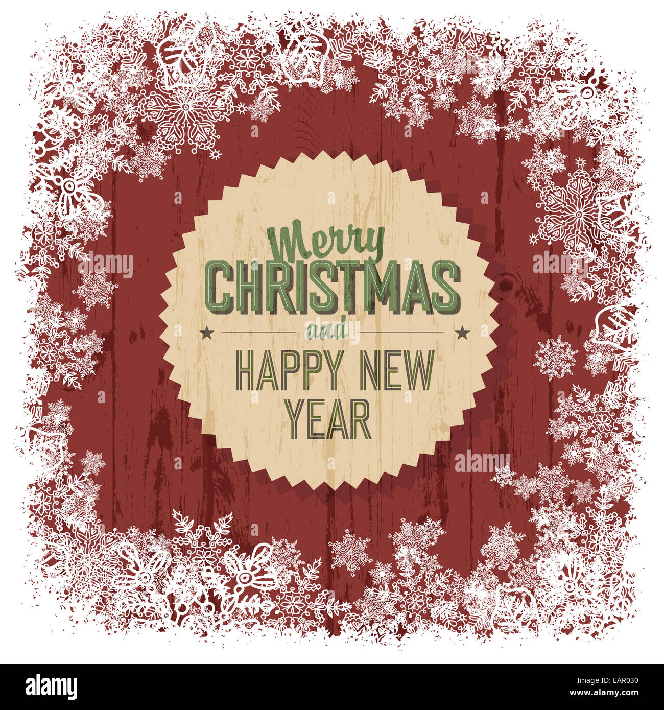 Joyeux Noël sur fond de bois rouge de vœux, vecteur. Banque D'Images