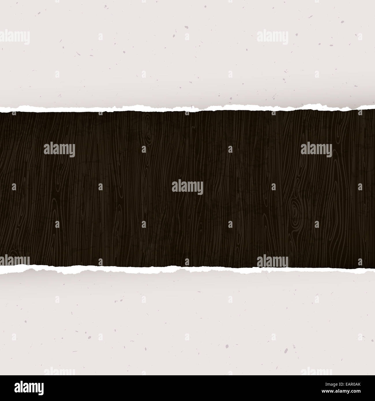 Papier déchiré sur fond de bois. Vector Banque D'Images