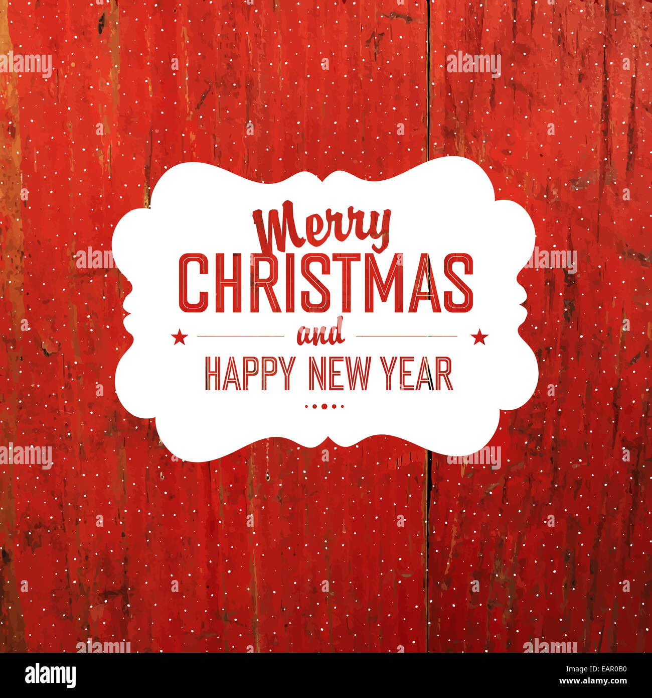 Vintage Christmas Label Rouge sur la texture Bois Banque D'Images